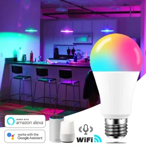 Ampoule Intelligente WiFi LED, Lampe avec Fonction de Minuterie, Couleur Variable Blanc Multicolore, Puissance 15 W, B22 E27, 85-265V