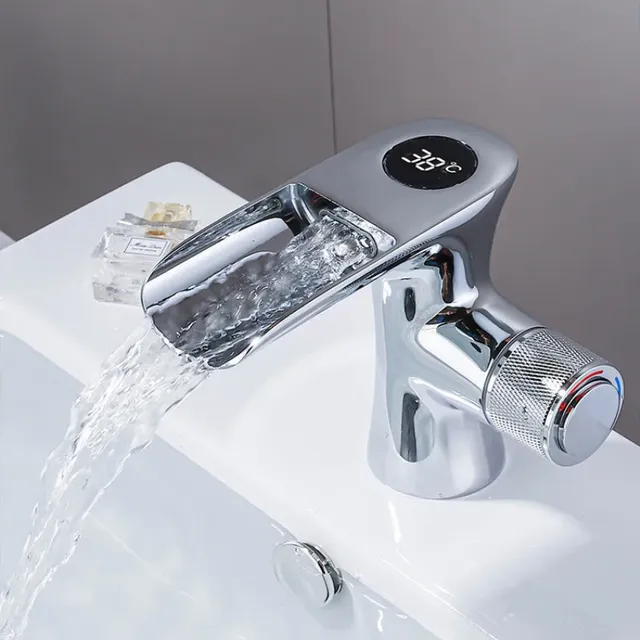 Robinet de lavabo noir salle de bains température chaude… – vue 3