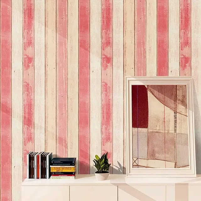 Papier peint auto-adhésif avec panneau de bois rose de 5M – vue 2