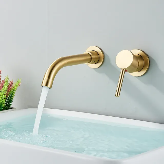 Quyanre robinet de lavabo en or brossé – vue 2