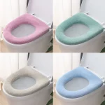 Housse de siège de toilette en forme de O, lavable, doux, tapis chauffant d&rsquo;hiver, coussin de toilette