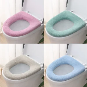 Housse de siège de toilette en forme de O, lavable, doux, tapis chauffant d&rsquo;hiver, coussin de toilette