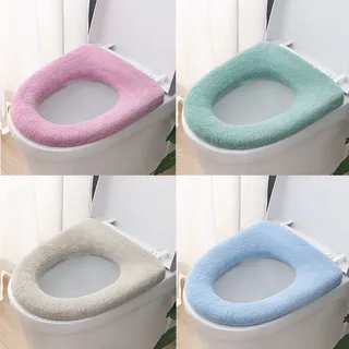 Housse siège toilette rembourrée microfibre chenille pelucheuse ovale…
