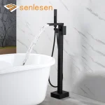 Senlesen – robinets de baignoire-douche sur pied, robinet sur pied, bec cascade, salle de bains, robinets de baignoire, mélangeur chaud-froid, grue