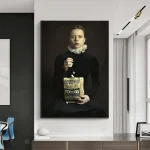 Affiches Murales Décoratives Vintage de Fille Pop-corn de Style Français et Européen, Peinture sur Toile Imprimée pour la Décoration de la Maison