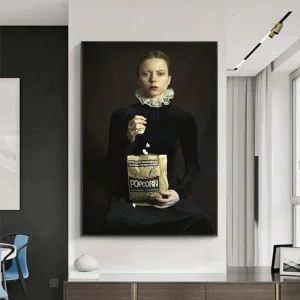 Affiches Murales Décoratives Vintage de Fille Pop-corn de Style Français et Européen, Peinture sur Toile Imprimée pour la Décoration de la Maison