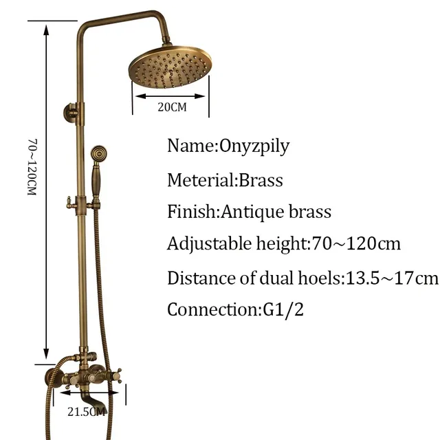 Ensemble de robinets de douche en laiton Antique – vue 6