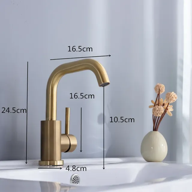 Robinet lavabo monobloc monotrou monolevier or brossé… – vue 7