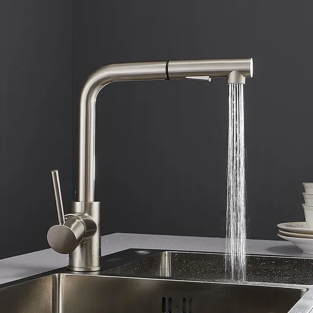 Robinet de cuisine pivotant en laiton Nickel – vue 3