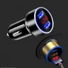 Chargeur de voiture pour allume-cigare, adaptateur USB pour téléphone intelligent, double affichage numérique USB, voltmètre, charge rapide