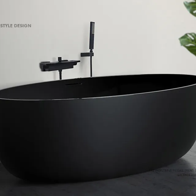 Mitigeur mural baignoire cascade laiton noir mat bec… – vue 2