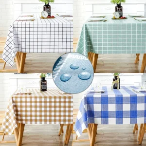Nappe rectangulaire en plastique PVC optique, imperméable et résistante à l&rsquo;huile, couverture colorée pour table à manger, linge en polymère