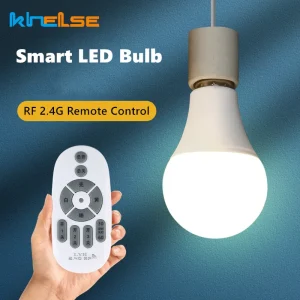 Ampoule LED intelligente E27 6W 9W 12W RF 2.4G, télécommande sans fil, veilleuse, synchronisation, lumière chaude et froide, variable