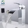 Robinet lavabo laiton monotrou bec plat cascade jet… – vue 2