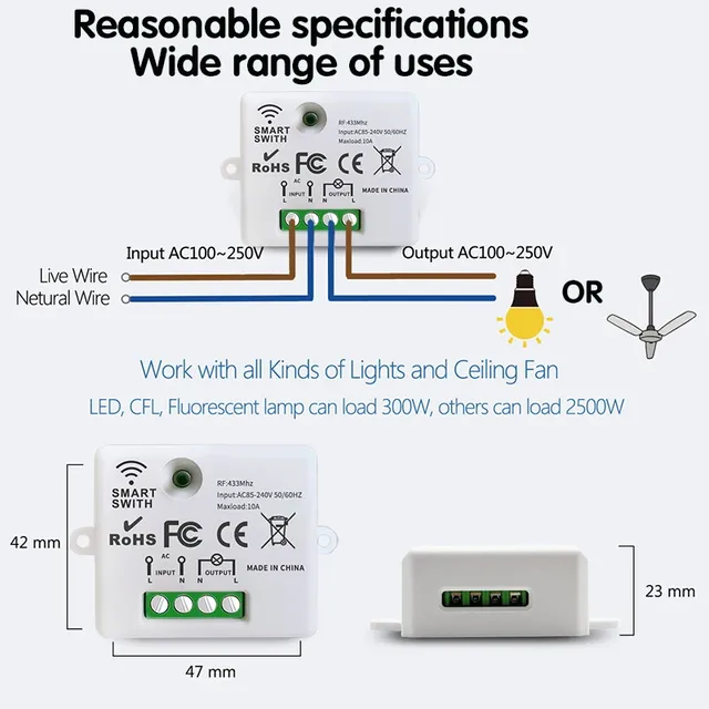 Interrupteur intelligent sans fil 433Mhz RF 86 – vue 5