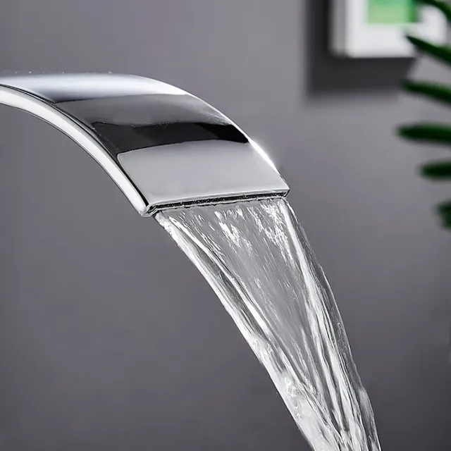 Robinet lavabo laiton monotrou bec plat cascade jet… – vue 5