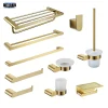 Accessoires de salle de bains en or brossé, porte-serviettes, porte-papier, porte-savon, brosse de toilette, barre à serviettes, tasse à dents, matériel en acier inoxydable