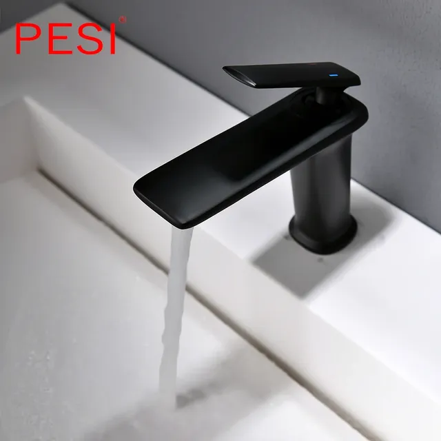 Robinet mitigeur de salle de bain moderne noir – vue 3