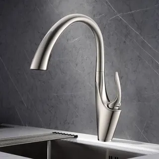 Mitigeur monocommande pont monté bec haut col cygne inox brossé chrome…
