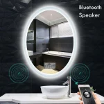 HOMirror de maquillage intelligent de forme nar, 3 documents, lumière LED réglable, multifonction avec haut-parleur Bluetooth pour la décoration de la chambre