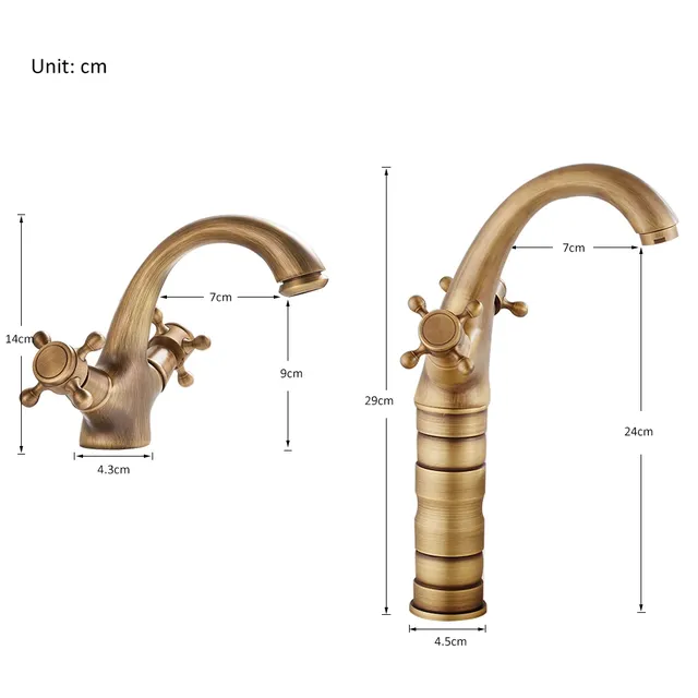 Robinet lavabo mitigeur laiton antique bronze brossé… – vue 3