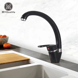 Robinet de cuisine noir Simple, eau chaude et froide, mitigeur à poignée unique, robinet coloré rapide et abordable