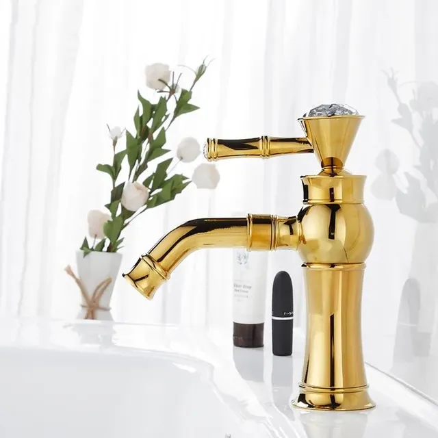 Robinet de lavabo en laiton finition dorée froide et… – vue 3