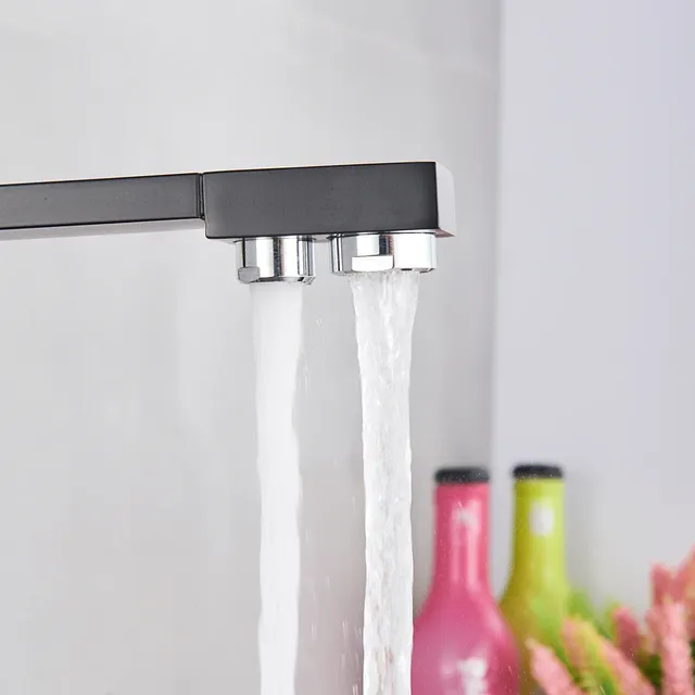 Mitigeur Cuisine Noir Mat Bec Haut Angulaire Pivotant… – vue 5