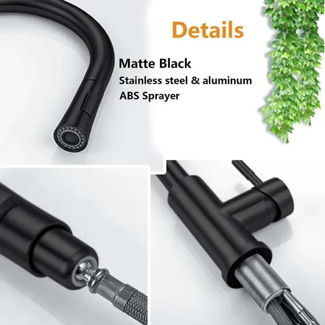 Robinet de cuisine extractible en acier inoxydable – vue 6