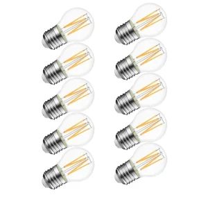 Ampoule Edison à Intensité Variable, Lampe LED Transparente, Filament, Globe, 220V, 4W, 8W, 12W, E14, 240V, G45, 10 Pièces/Lot