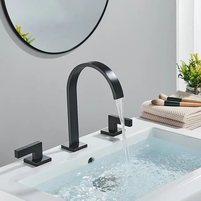 Robinet de lavabo de salle de bains noir – vue 4