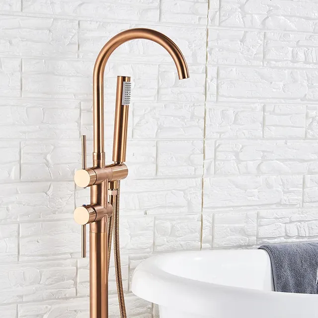 Rozin Rose doré robinet de baignoire monté au sol grue… – vue 2