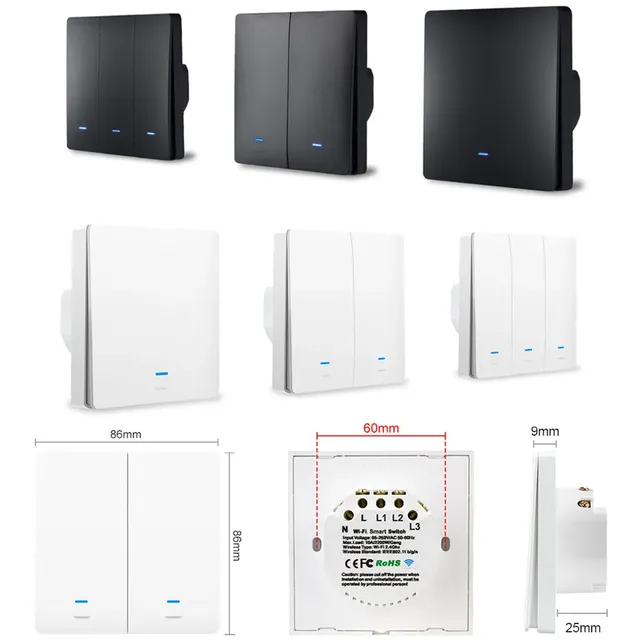 Interrupteur mural intelligent Tuya WiFi tactile… – vue 3