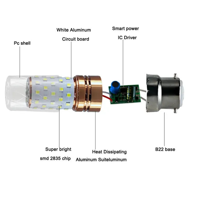 Bombilla B22 12W Led ampoule de maïs 12v 24v 36v 48v 60v… – vue 4