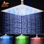 Suguword – pommeau de douche Ultra-fin avec LED, effet pluie, sans bras de douche, 3 couleurs changeantes, économie d&rsquo;eau et de température