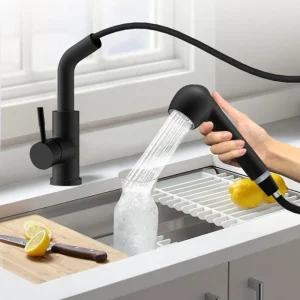 Robinet de cuisine à nervures monté sur pont avec pulvérisateur de flux, robinet de centre commercial de cuisine moderne, résistant à 360