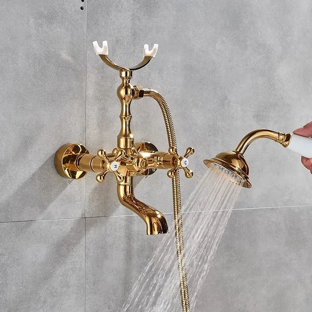 Robinet de baignoire mural en laiton Antique – vue 4