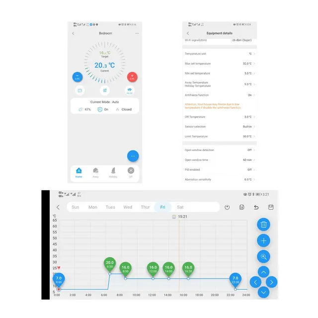 Thermostat mural programmable intelligent wifi connecté… – vue 3