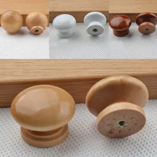 Poignée meuble bois ronde bombée base évasée insert fileté métal…