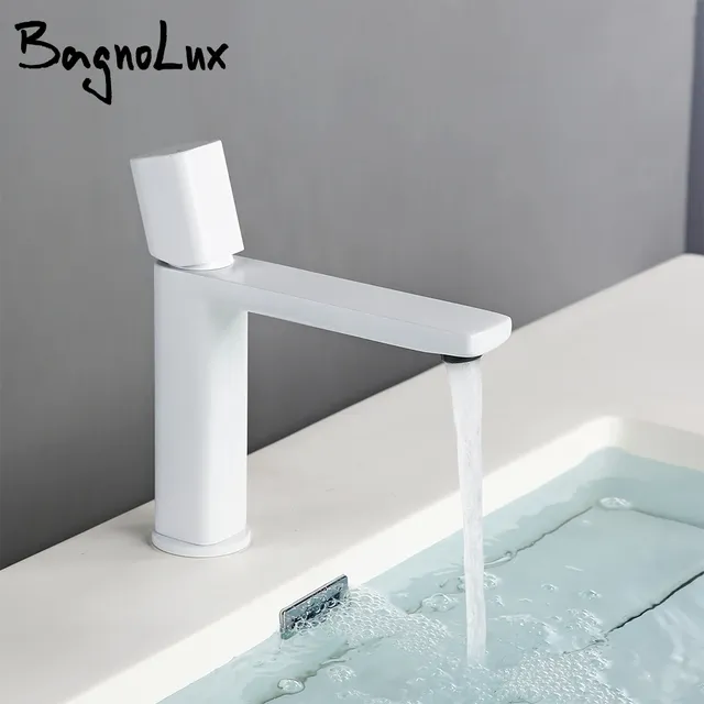 Robinet de salle de bains en laiton blanc – vue 2