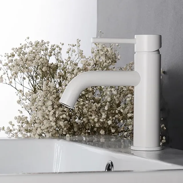 Robinet de lavabo de salle de bains blanc – vue 3