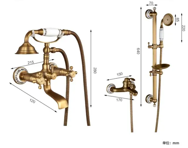 Robinet mitigeur de baignoire en Bronze Antique – vue 6