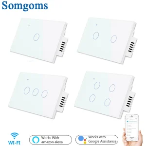 Wifi mur tactile interrupteur sensible télécommande 1 2 3 4 Gang sans fil lumière LED intelligent écran tactile interrupteur verre norme américaine Wifi mur tactile interrupteur sensible télécommande 1 2 3 4 Gang sans fil lumière LED intelligent écran tactile interrupteur verre norme américaine
