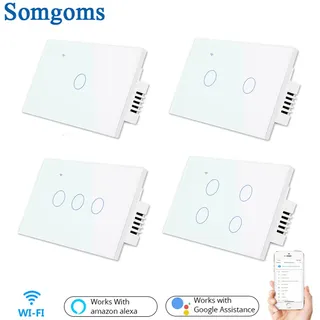 Wifi mur tactile interrupteur sensible télécommande 1 2 3 4 Gang sans…