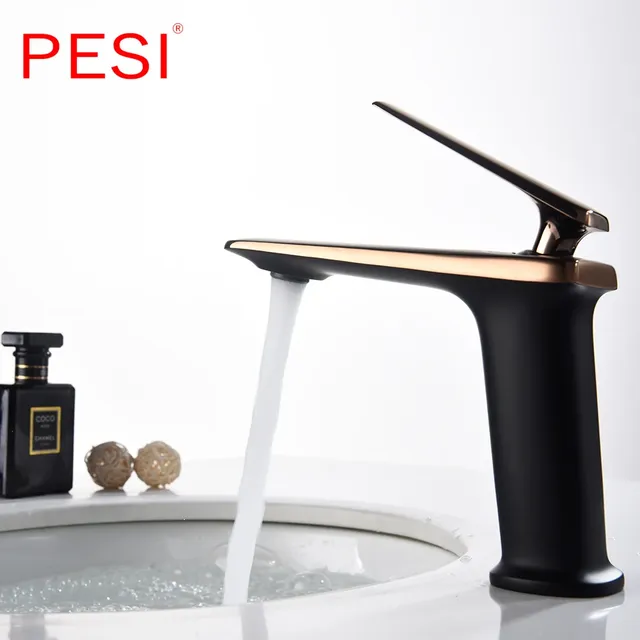 Robinet mitigeur de salle de bain moderne noir – vue 2