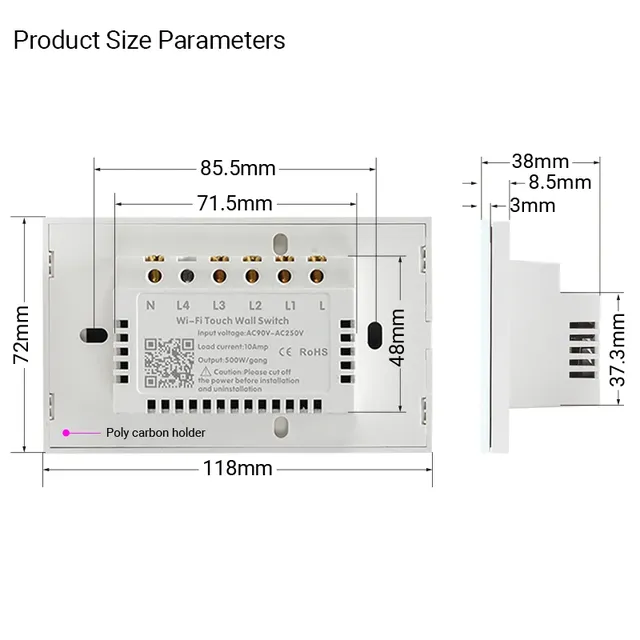 Wifi mur tactile interrupteur sensible télécommande 1 2… – vue 6