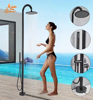 Colonne Douche Extérieure Sur Pied Tête Pluie Ronde Douchette Main…