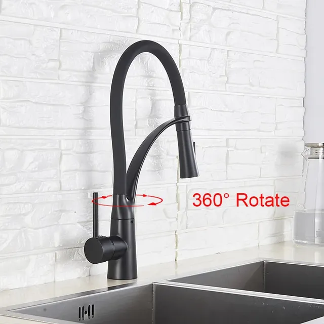 Robinet de cuisine en caoutchouc noir/Nickel/Chrome/or – vue 3