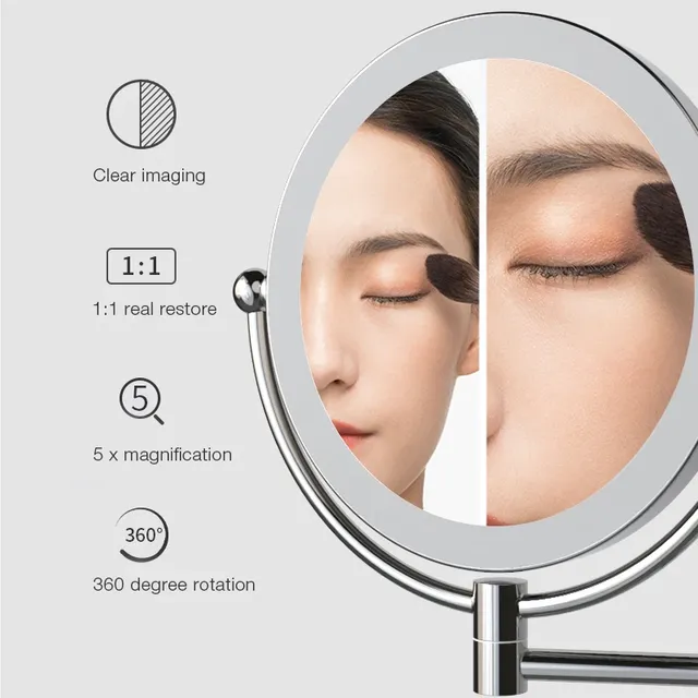 Miroir de maquillage mural à LED avec prise – vue 2