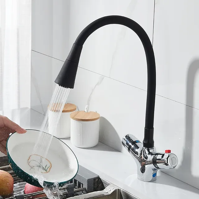 Robinet thermostatique de cuisine en laiton chromé – vue 3